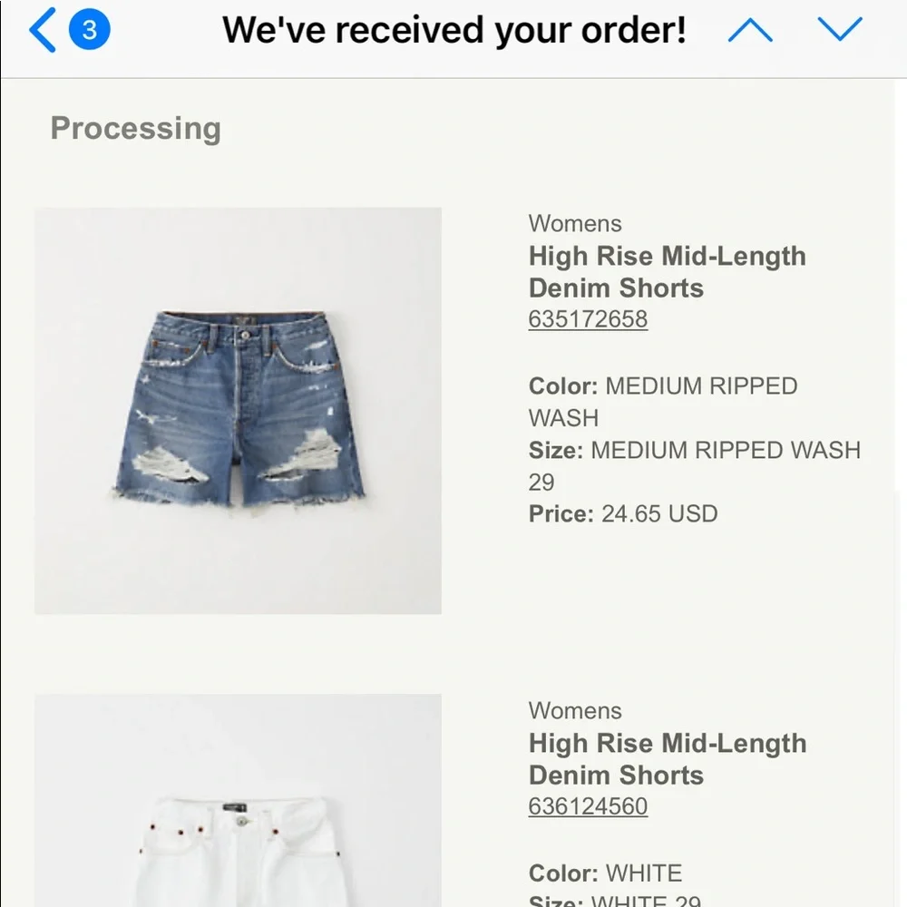 Abercrombie High Rise Mid Length Denim Shorts